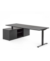 Elektrischer Schreibtisch FLEX mit Anbauschrank (mattschwarz)