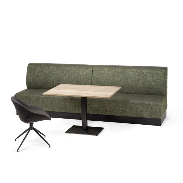 Wandbank op maat Trendo groen met tafel en stoel Verle