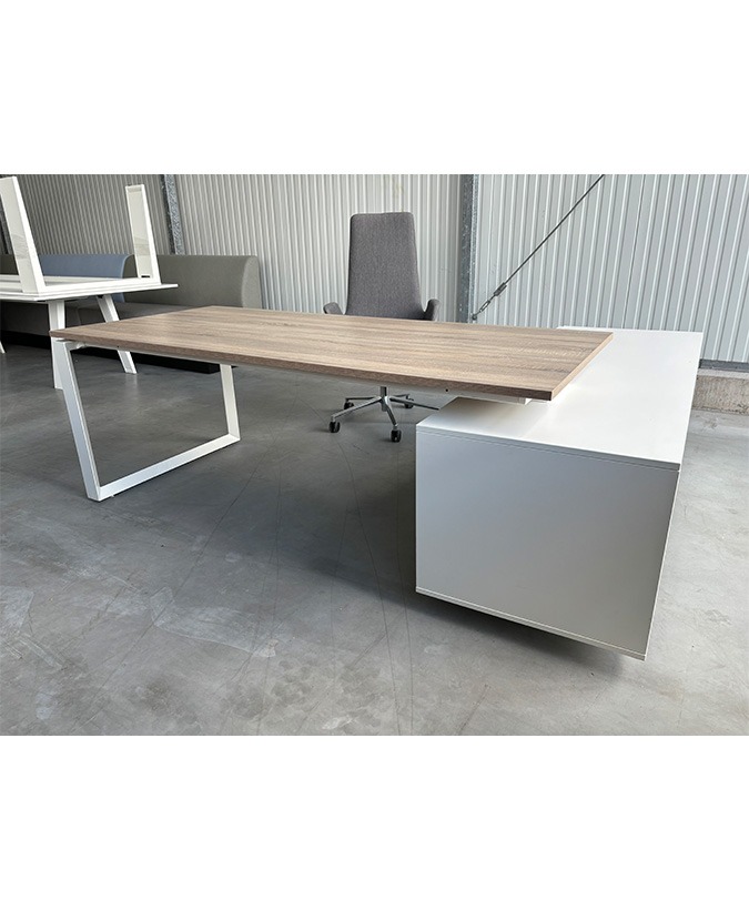 Dia directiebureau met aanbouwkast wit outlet